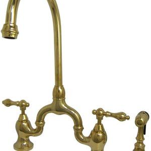 Kitchen Faucet, Kingston Brass KS7792ALBS English Country Bridge Polished Brass